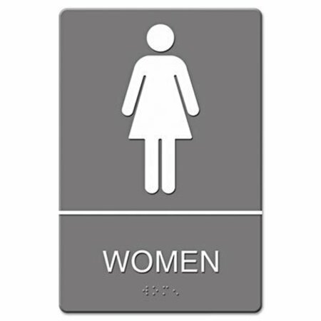 U. S. STAMP & SIGN Headline, Ada Sign, Women Restroom Symbol W/tactile Graphic, Molded Plastic, 6 X 9, Gray 4816
